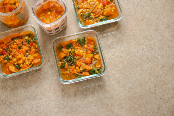 istock Food Storage Containers Filled with Soup - Meal Prep - High Angle Top Down 2194426496