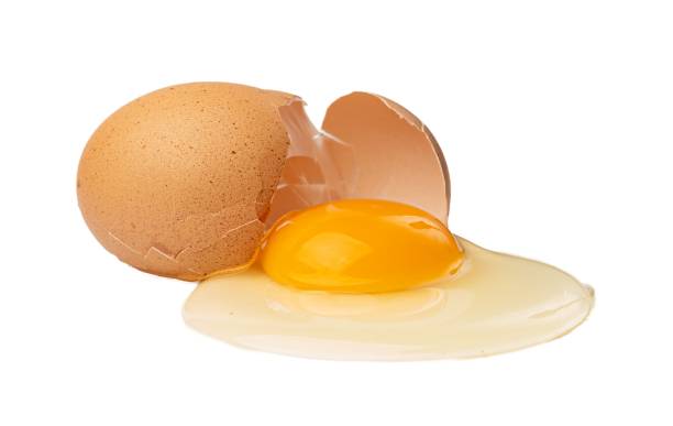 istock Broken Egg Isolated, Raw Yolk and White, Cracked Brown Shell, Fresh Broken Chicken Eggs on White Background 2194429477