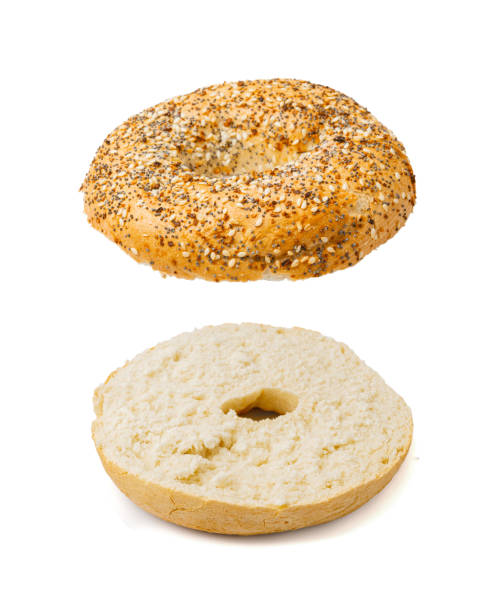 istock Bagel, Round Bread Bun, Wheat Bakery with Grains And Seeds for Breakfast, Plain Circle Bagel Bread 2194429759