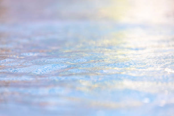 Surface texture of silky smooth soft water surface with sunlight, abstract background with copy space, full frame horizontal composition