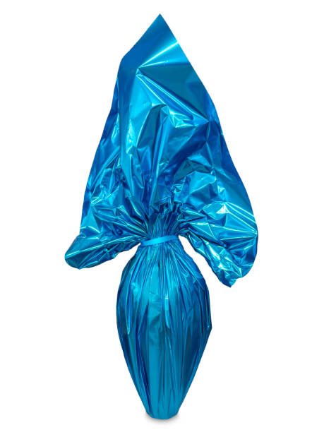 istock Easter chocolate egg wrapped in blue glitter paper 2194437300