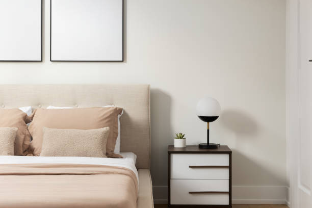 istock A bedroom detail with white and brown bedding. 2194437373