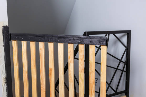 istock Partially Assembled Wooden and Metal Railing Indoors 2194441634