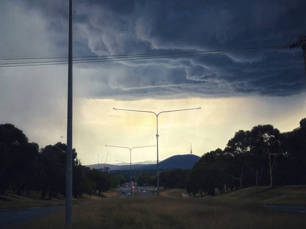 A fierce thunderstorm approaching in Canberra’s southern suburbs.
