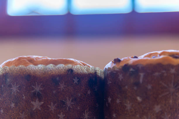 Panettone cake slices on a dark surface ready for holiday celebrations