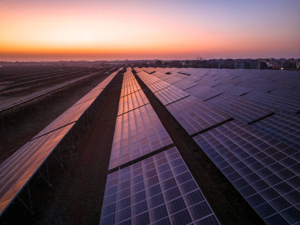 istock Solar power station at sunset 2194460386