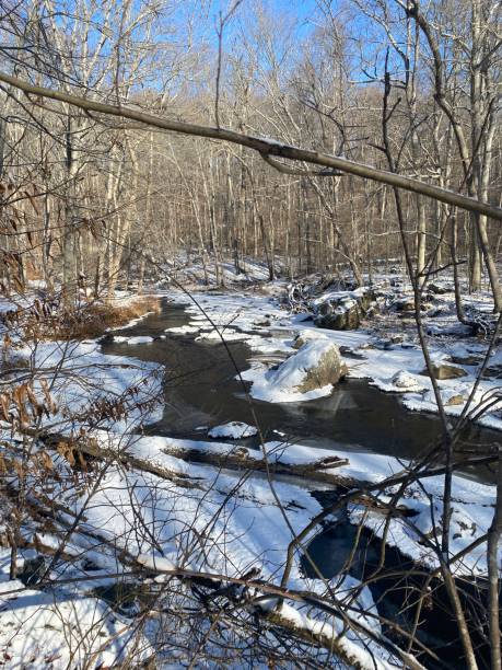 istock Snowy winter river and sun 2194466261