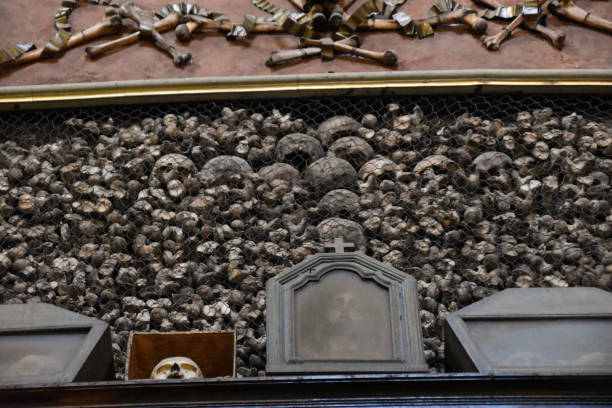 Skulls inside San Bernardino Ossuary