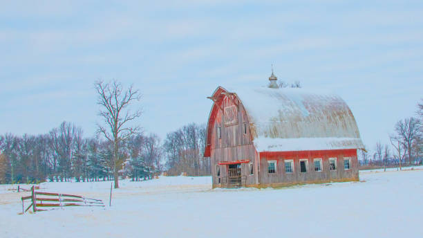 istock Old Weathered Barn in the snow-Howard County, lndiana 2194468625