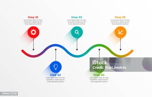 Five Step Route Map Layout For Business Infographic Milestone Stock ...