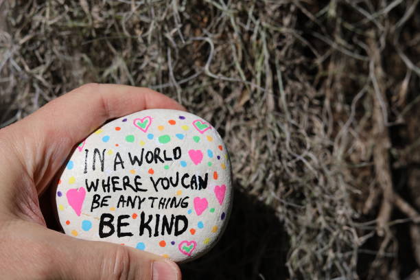 istock Be kind message painted onto kindness rock 2194475107