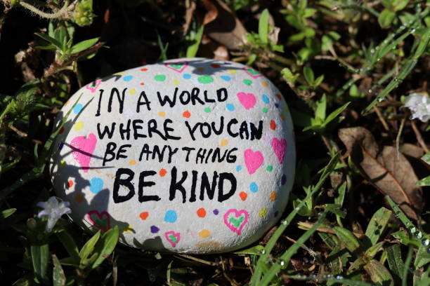 istock Be kind kindness rock in wet grass 2194475149