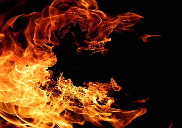 istock 3d illustration of burning fire flames on a black background 2194476121