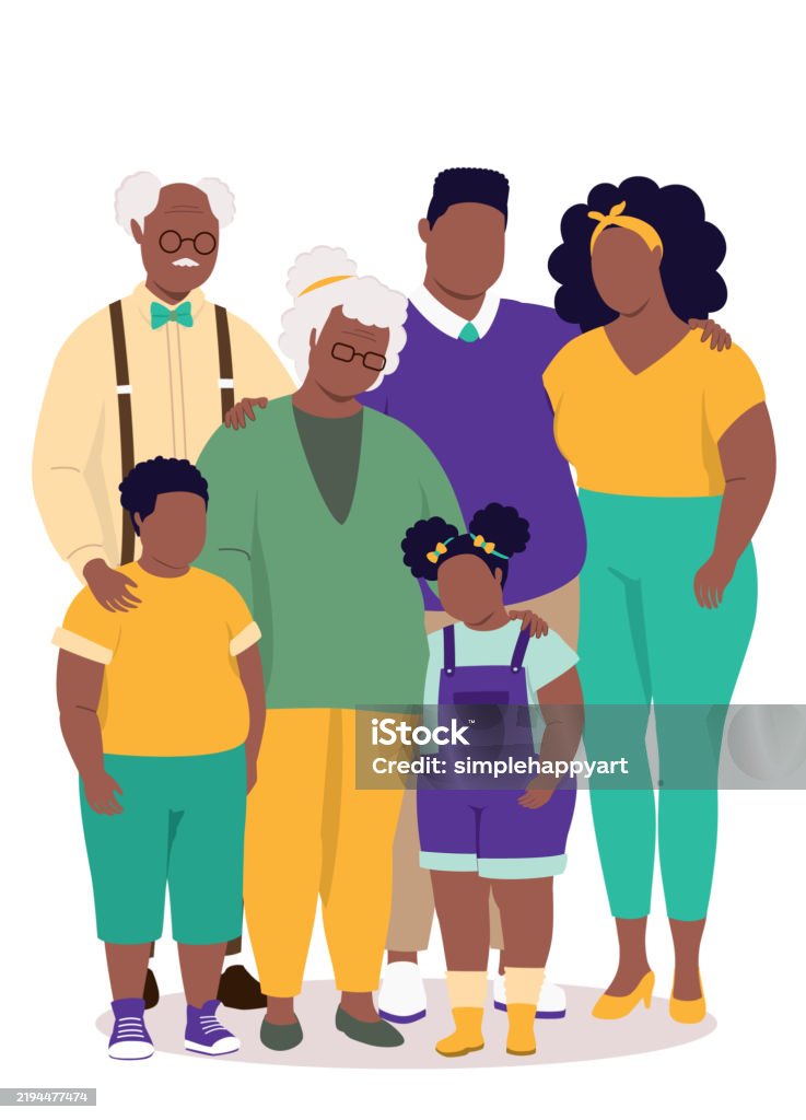 Family Size Vector Multigenerational Plus Size Family Three Generations Wifes Parents ...