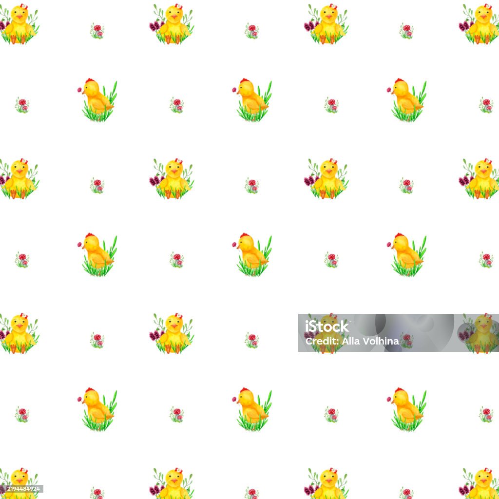 Spring Chicks Vector Spring Illustration With Cute Chickens Stock Illustration - Download ...