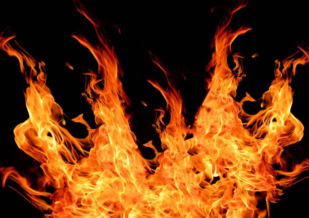 istock 3d illustration of burning fire flames on a black background 2194486003