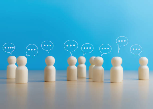 istock Group of people with speech bubbles, conversation concept, social communication, connection 2194489346