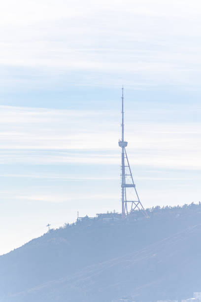 Tbilisi TV tower on the Mtatsminda hill in the early morning