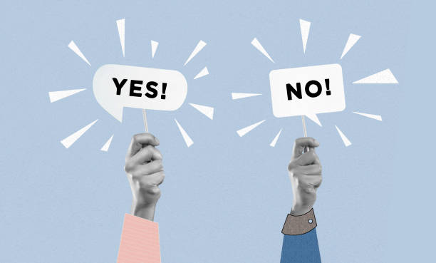 istock Yes and No Choice Placards on Hands 2194497512