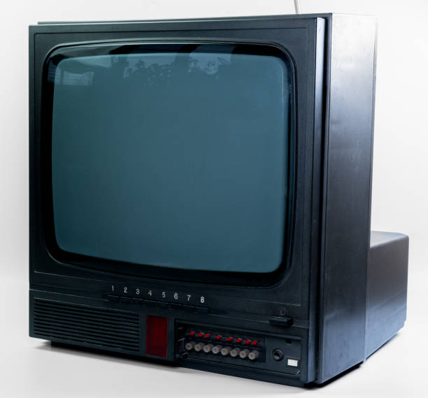 istock Vintage black and white television set from the mid-20th century displayed in a minimalistic setting 2194501349