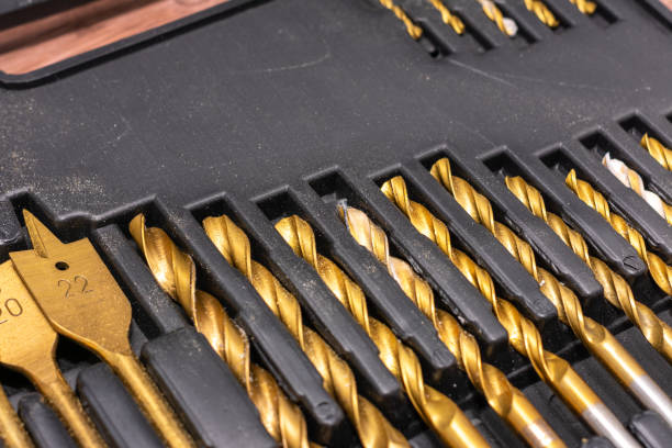 istock Set of wood drill bits organized in a black case with dedicated slots for each size. Sizes are clearly marked on the bits, ensuring easy selection and precision during work 2194501508