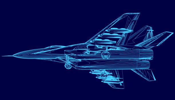 istock Blue jet is shown in a computerized image. The jet is in the middle of the image and is the main focus. The image has a futuristic and technological feel to it 2194502653