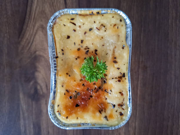 Delicious Beef Lasagna With Beef Meat, Brulee Sauce And Bolognase Sauce. Italia Traditional Food. Top View.