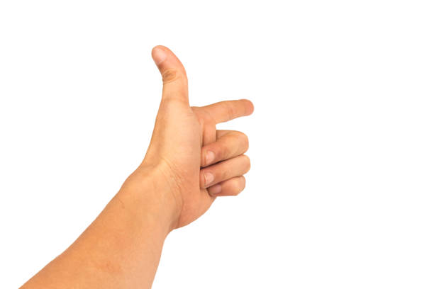 hand finger gun isolated on white background.