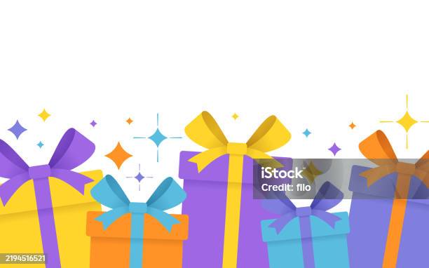 Birthday Presents Gift Boxes Background Border Stock Illustration ...