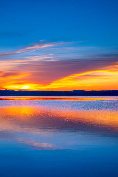 Sunset on Lake Starnberg, Fuenfseenland, Upper Bavaria, Bavaria, Germany, Europe