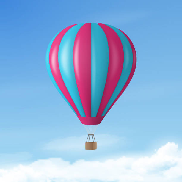 istock Vector Travel Banner with 3d Realistic Hot Air Balloon Icon on a Blue Sky Background. Design Template, Summer Vacation, Travelling, Tourism and Journey Concept 2194519796