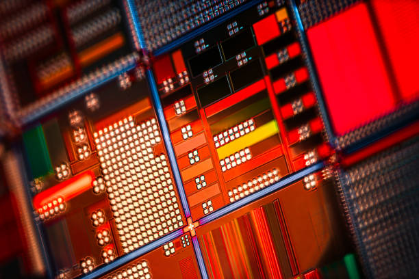 istock Silicon semiconductor wafer close-up. In electronics, a wafer also called a slice or substrate is a thin slice of semiconductor, a crystalline silicon, used for the fabrication of integrated circuits 2194529711