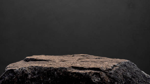 Rock, Stone podium stand display advertising product, Production show with studio dark light wall room background well free space for text, Cliff rock stone stage, Clipping paths
