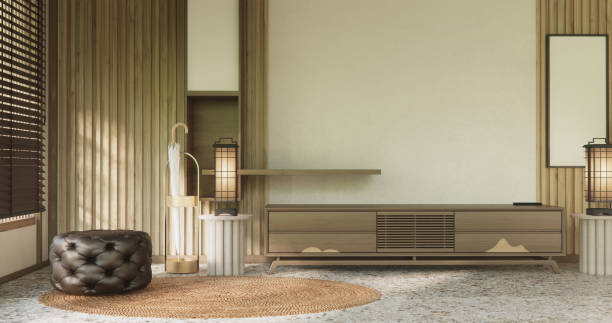 istock Nihon room design interior with door paper and cabinet shelf wall. 3D rendering 2194533866