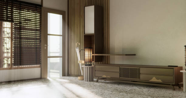 istock Nihon room design interior with door paper and cabinet shelf wall. 3D rendering 2194533868