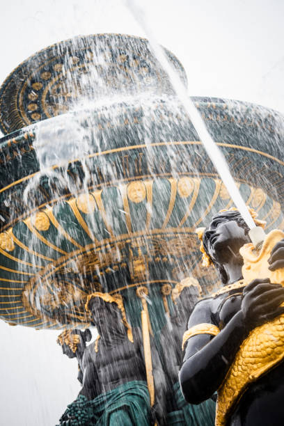 Famous fountain in Place de la Concorde, Paris, with Obelisk of Luxor in the background.  Alternative version shown below: