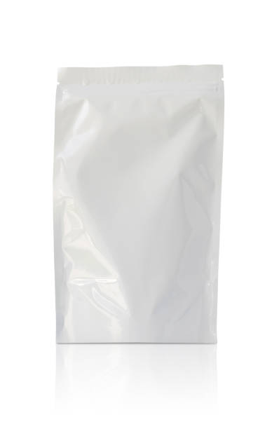 istock Blank white aluminium foil plastic pouch bag sachet packaging mockup isolated on white background 2194534871