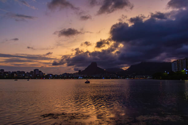 Sunset at Lagoa Rodrigo de Freitas (Rodrigo de Freitas Lagoon) - Ipanema, Rio de Janeiro, Brazil