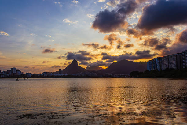 Sunset at Lagoa Rodrigo de Freitas (Rodrigo de Freitas Lagoon) - Ipanema, Rio de Janeiro, Brazil