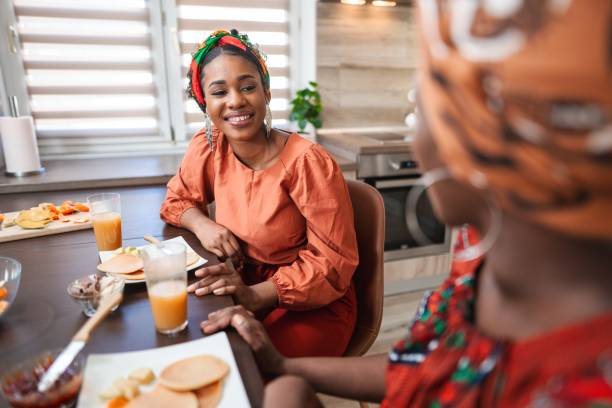 istock Two smiling black women having breakfast and talking in the kitchen 2194541916