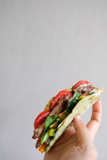 istock Tortilla wrap with roasted chicken and vegeteble. 2194546926