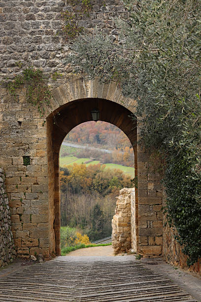 istock Porta Fiorentina city gate in Monteriggioni 2194550749