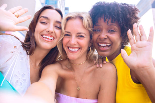 istock Happy friends taking a fun selfie outdoors 2194551557