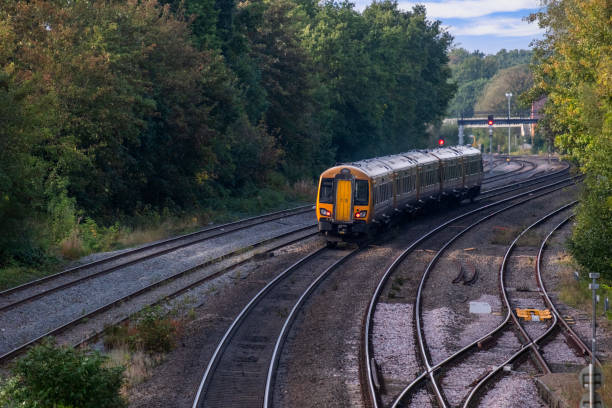 istock Generic Diesel powered railway line station in the English countryside. 2194553692
