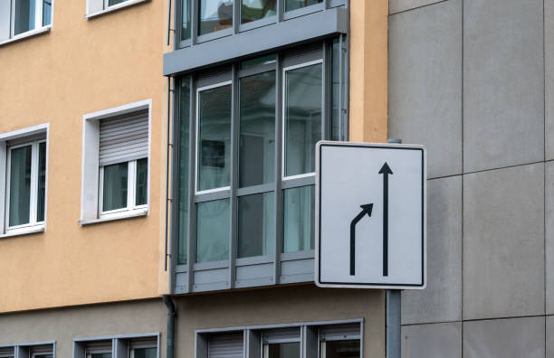 traffic sign road narrowing