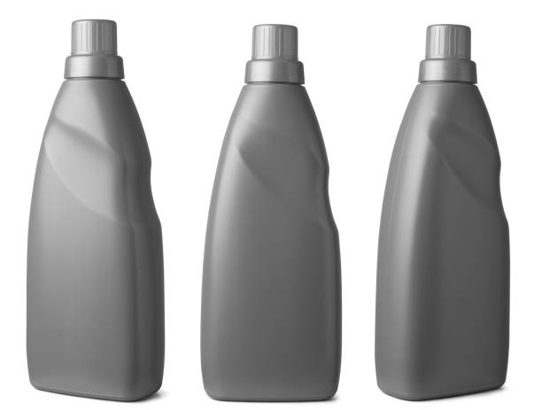 set of plastic bottles isolated white background