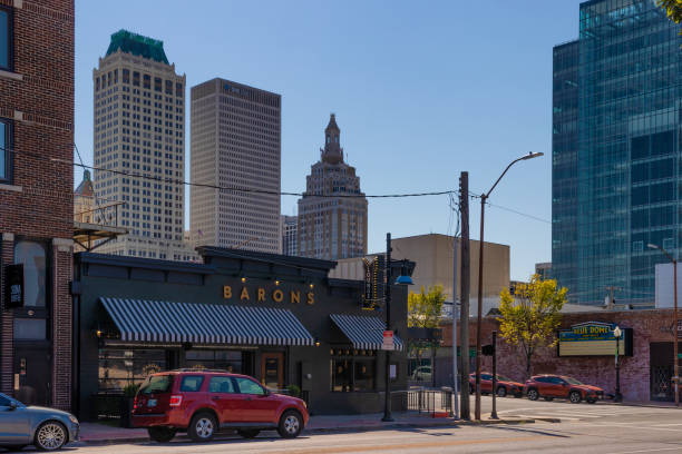 Tulsa, Oklahoma, USA - October 10, 2024:  Businesses in HIstorical Greenwood district downtown.