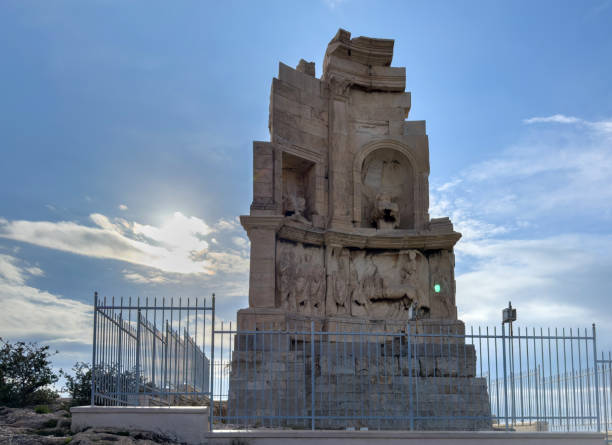 istock Athens, Greece, Philopappos Monument, blue sky with clouds 2194566192