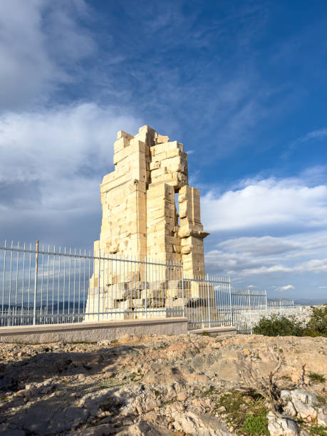 istock Athens, Greece, Philopappos Monument, blue sky with clouds 2194566195