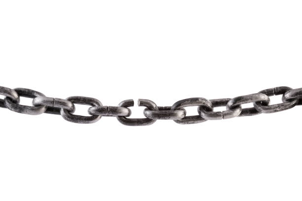 istock Broken metal chain isolated on white background, concept of freedom 2194569190